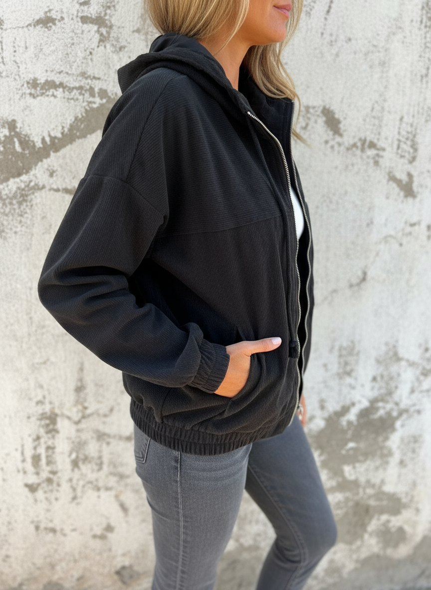 Giacca Liana con Cappuccio in Corduroy Chic