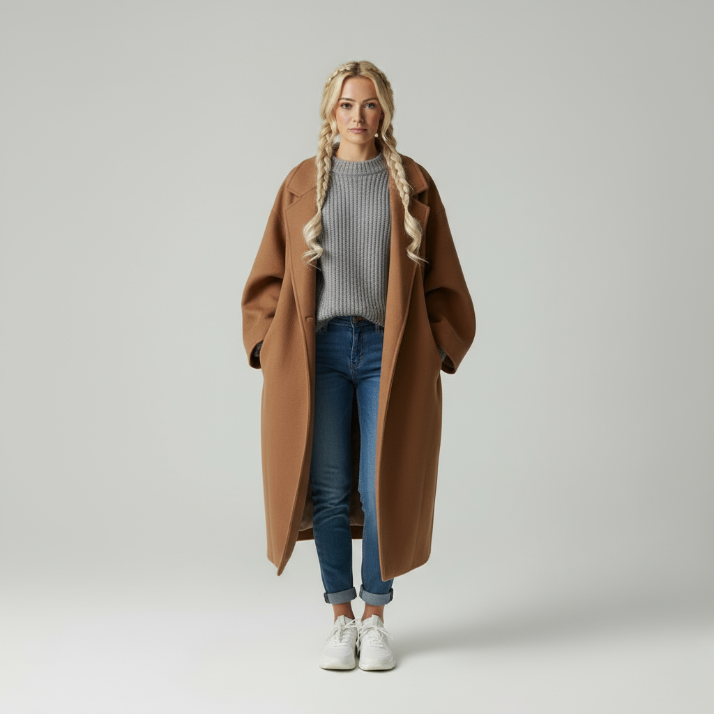 Mira Cappotto Lungo in Tessuto Termico Elegante