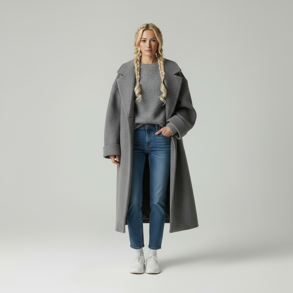 Mira Cappotto Lungo in Tessuto Termico Elegante