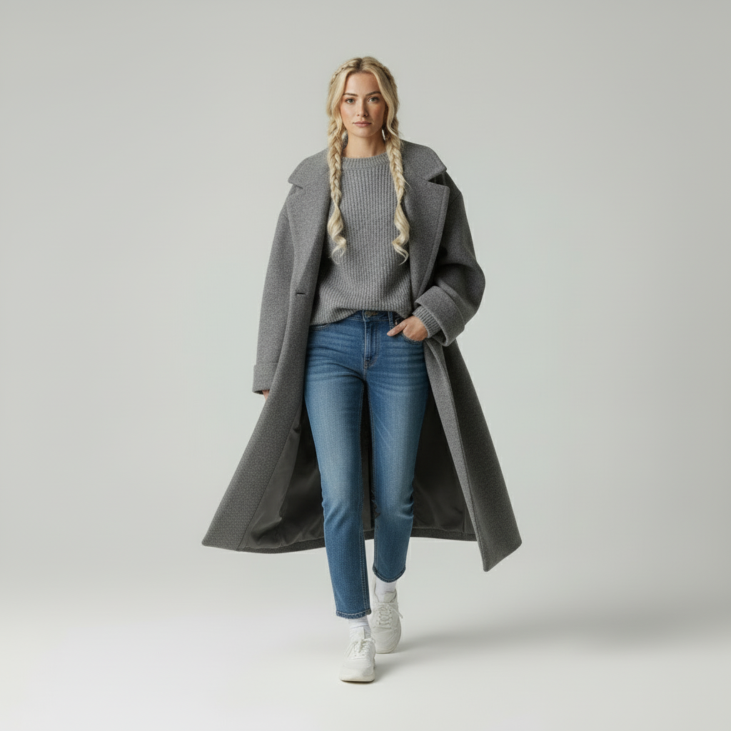 Mira Cappotto Lungo in Tessuto Termico Elegante