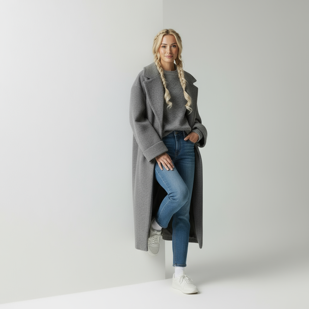 Mira Cappotto Lungo in Tessuto Termico Elegante