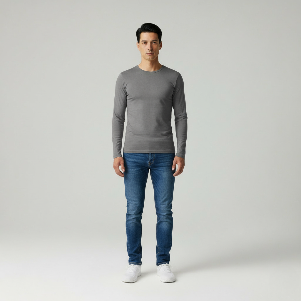 Adriano Maglia Uomo Maniche Lunghe con Collo Rifinito