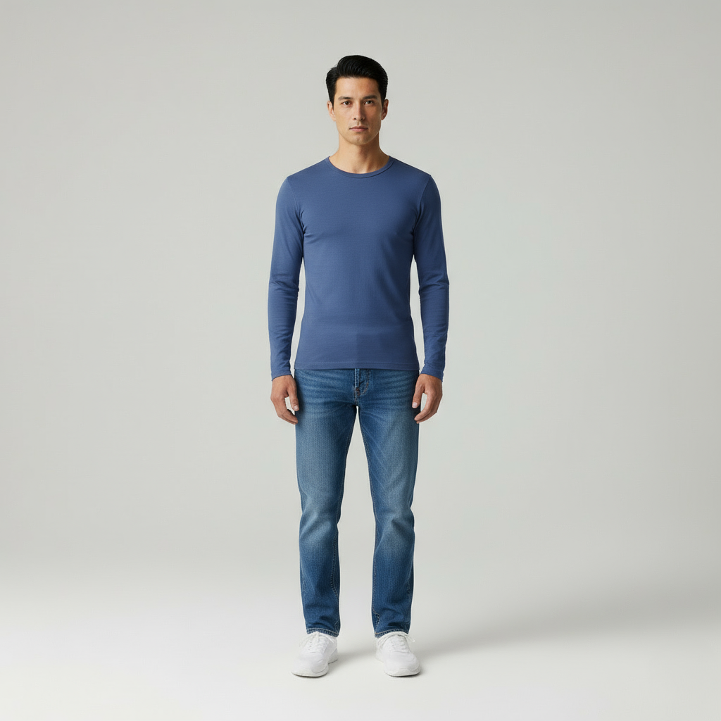 Adriano Maglia Uomo Maniche Lunghe con Collo Rifinito