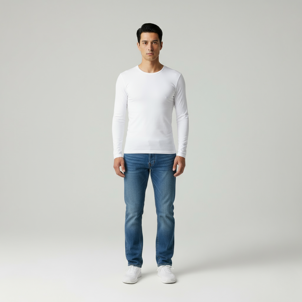 Adriano Maglia Uomo Maniche Lunghe con Collo Rifinito