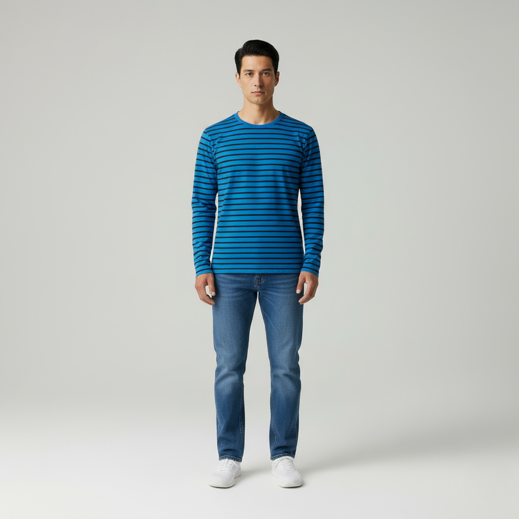 Adriano Maglia Uomo Maniche Lunghe con Collo Rifinito