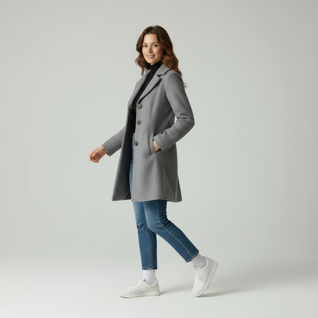 Sofia Eleganza Italiana in Tessuto Chic Cappotto