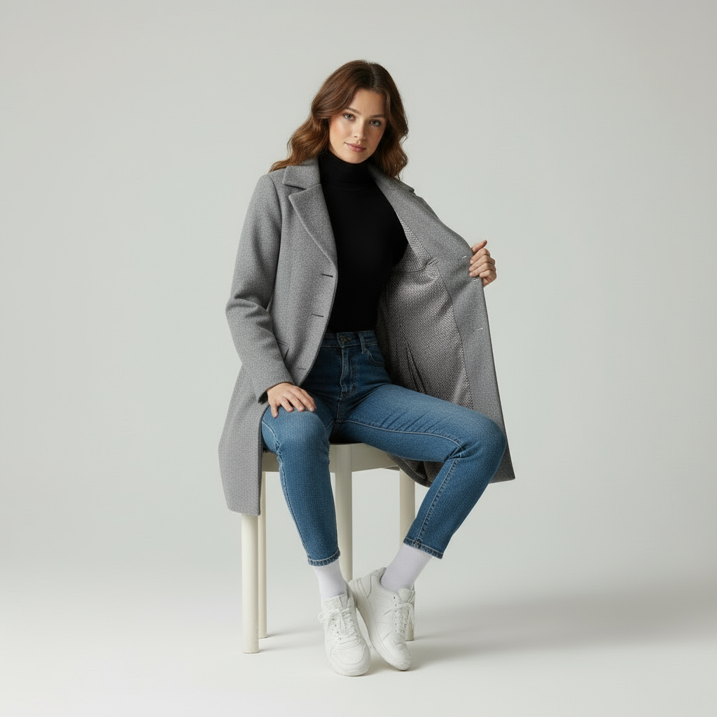 Sofia Eleganza Italiana in Tessuto Chic Cappotto