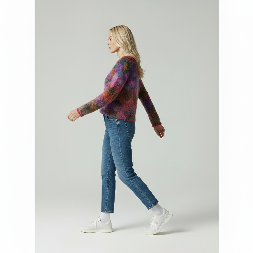 Maglione Amalia a Quadri Sfumati in Maglia