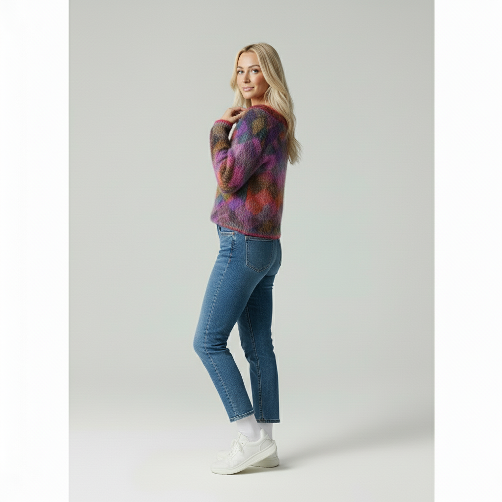 Maglione Amalia a Quadri Sfumati in Maglia