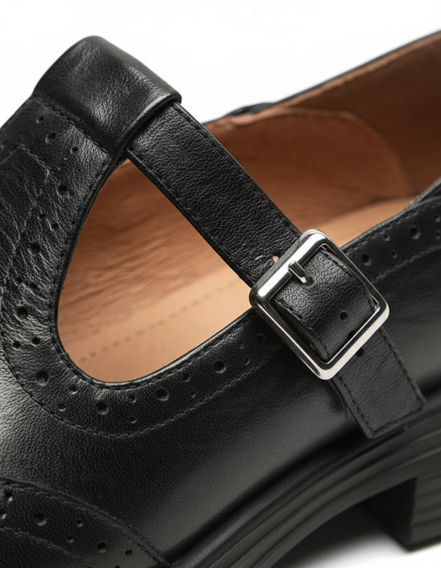 Mary Jane Schuhe mit Plateau aus italienischem Leder