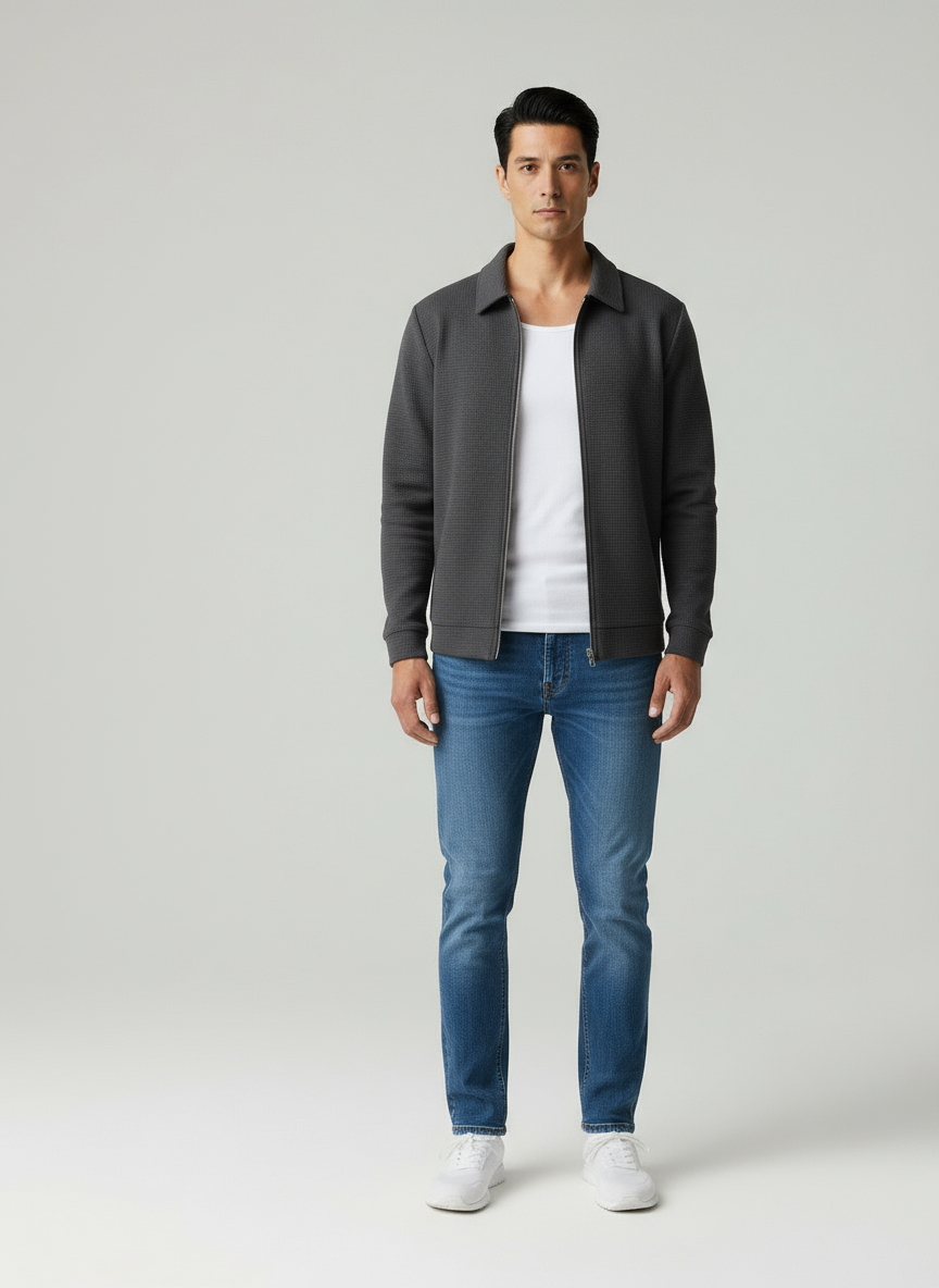 Tyrone Giacca leggera  con zip e motivo a nido d'ape