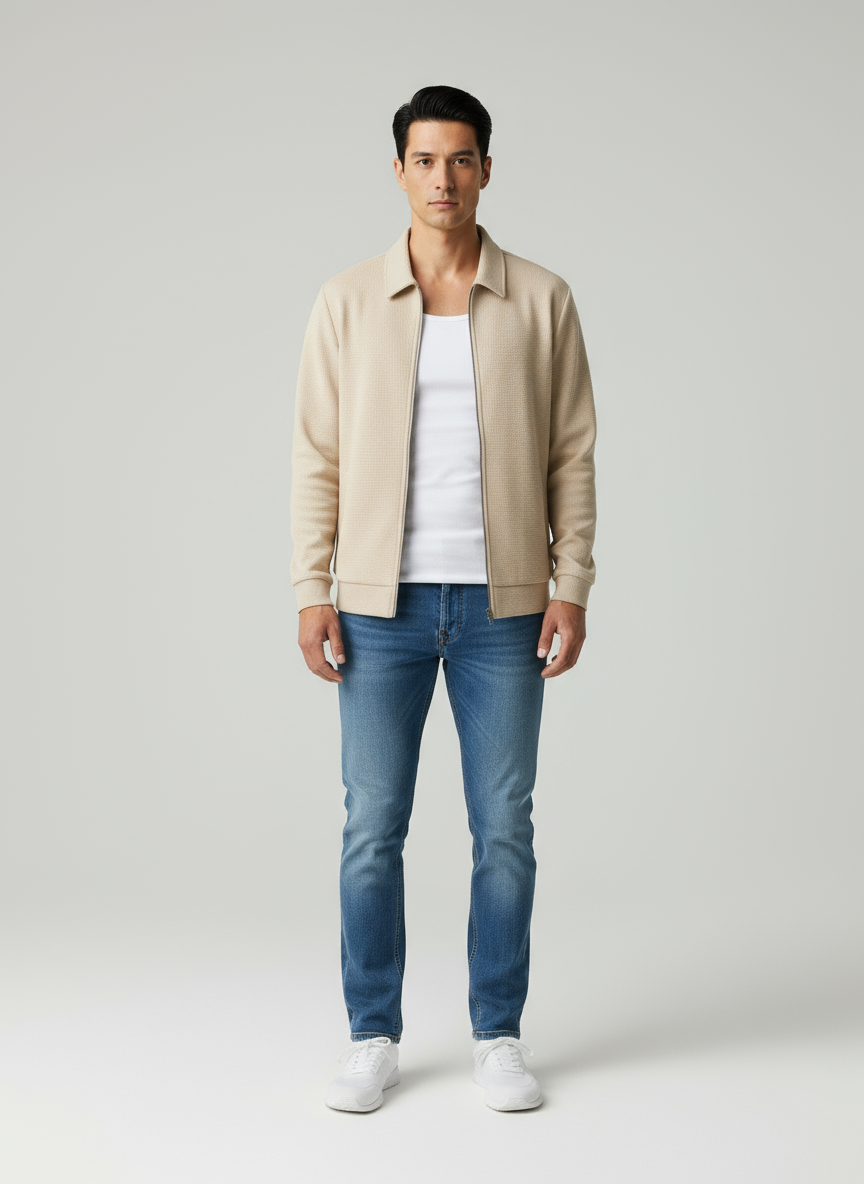 Tyrone Giacca leggera  con zip e motivo a nido d'ape