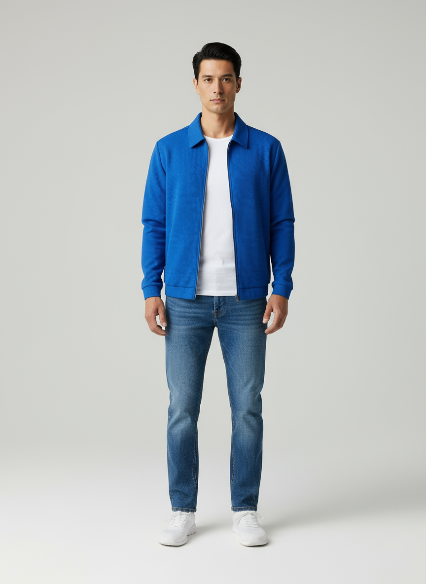 Tyrone Giacca leggera  con zip e motivo a nido d'ape