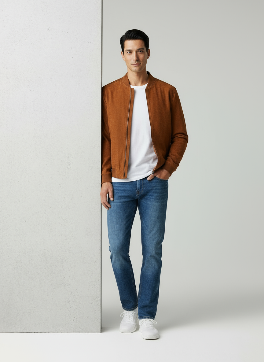 Jonathan Giacca Suede Comfort Zip Stile Moderno