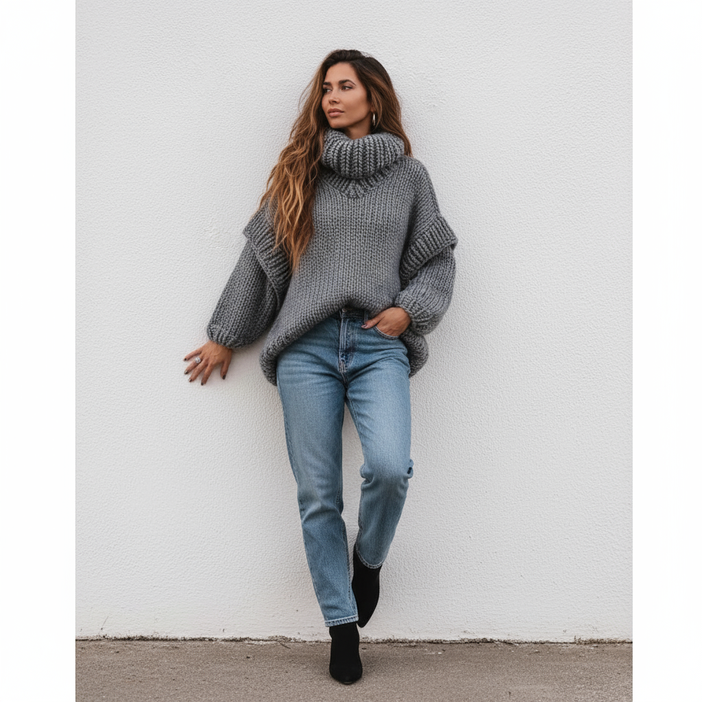Olivia Maglione Dolcevita Oversize Lavorato a Mano