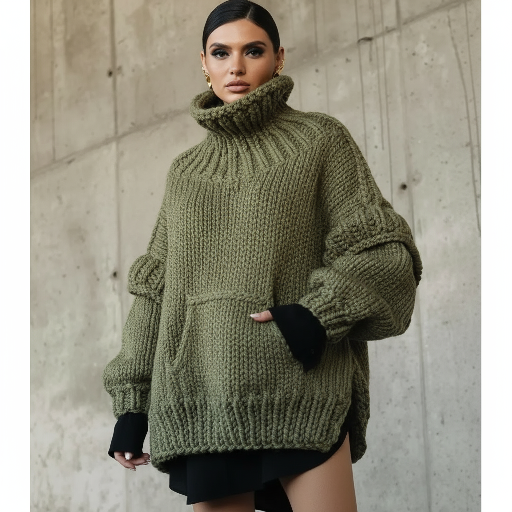 Olivia Maglione Dolcevita Oversize Lavorato a Mano