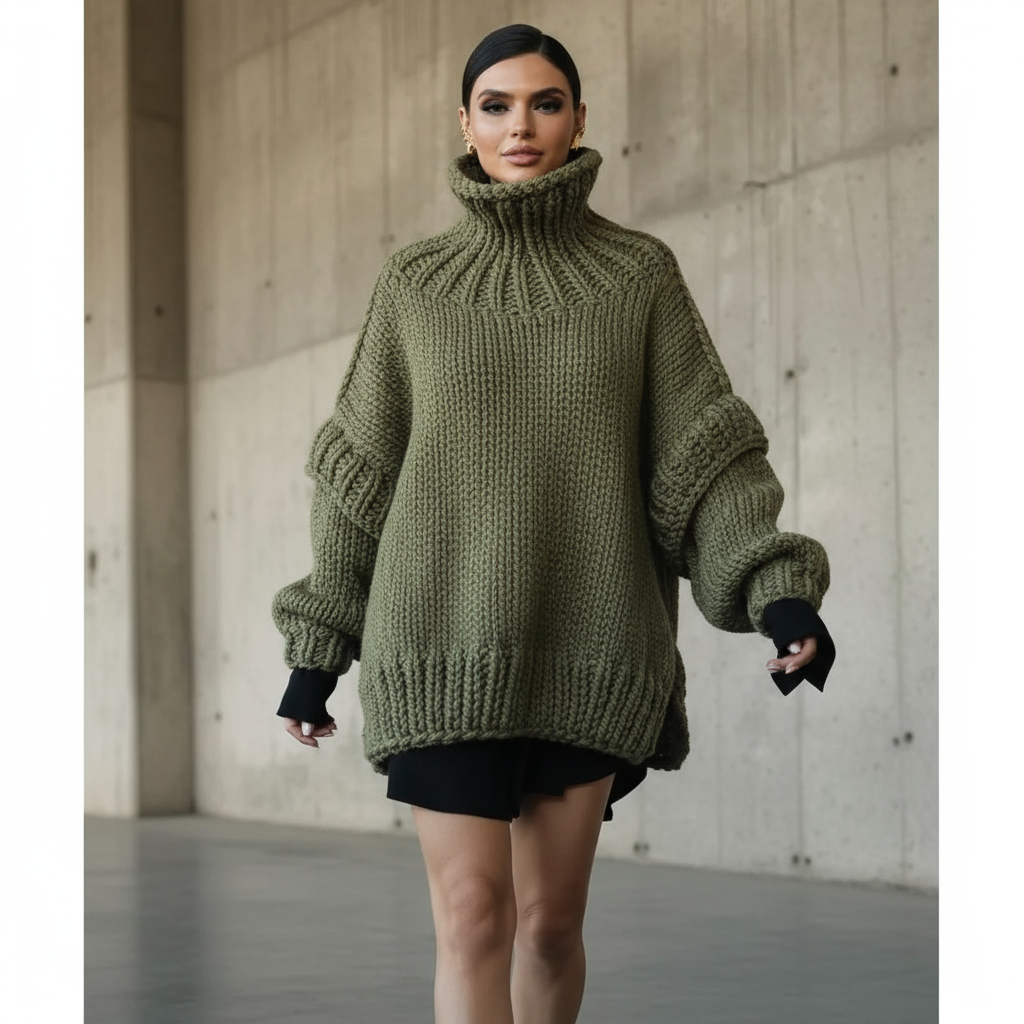 Olivia Maglione Dolcevita Oversize Lavorato a Mano