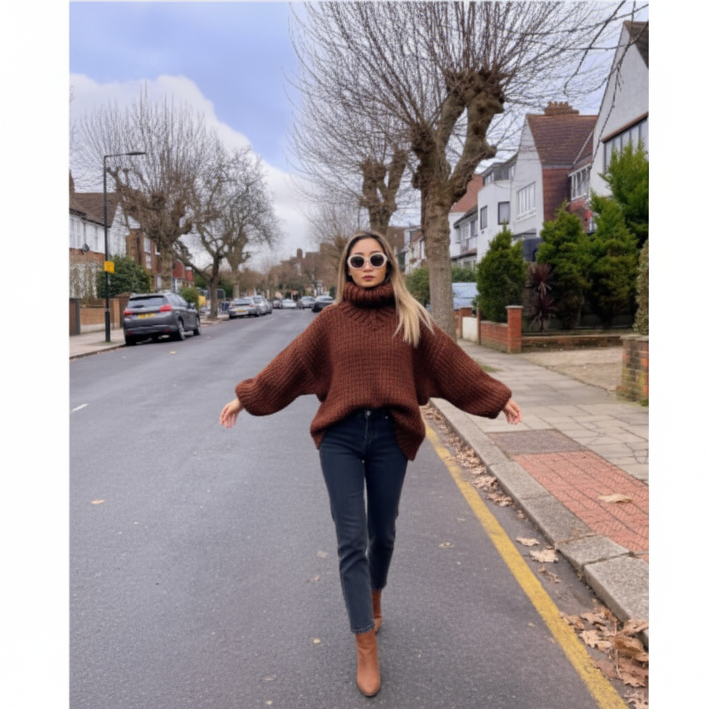 Olivia Maglione Dolcevita Oversize Lavorato a Mano