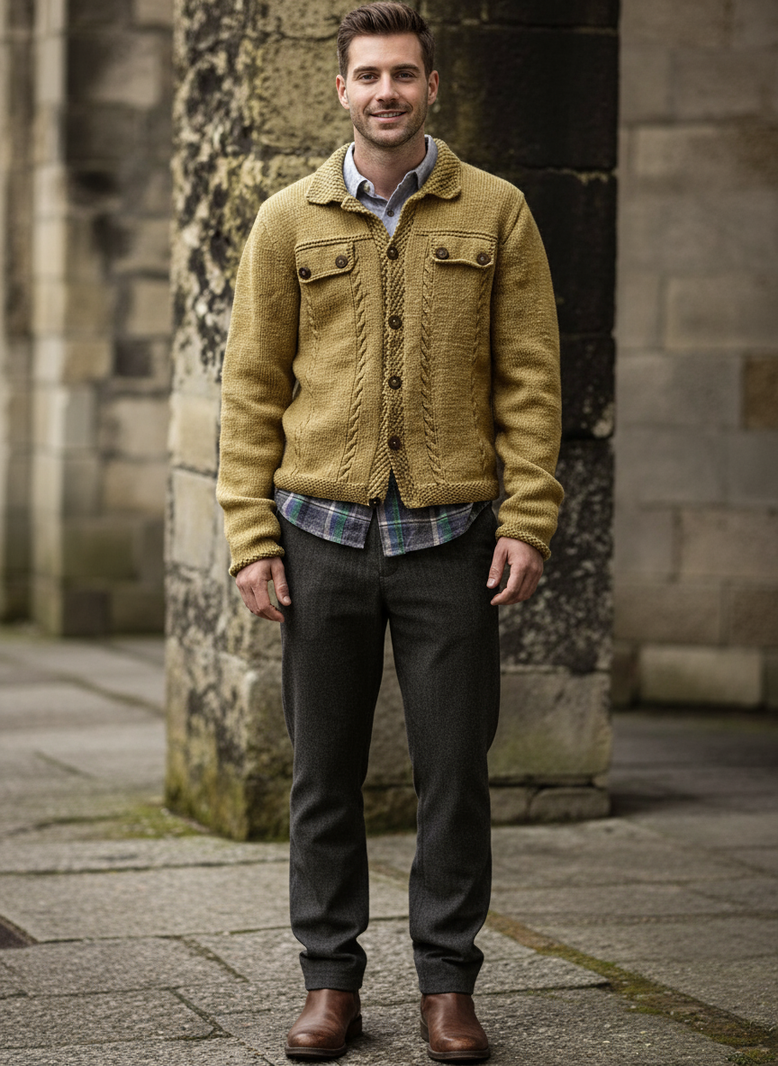 Anthony Cardigan con trama e treccia Stile rustico chic