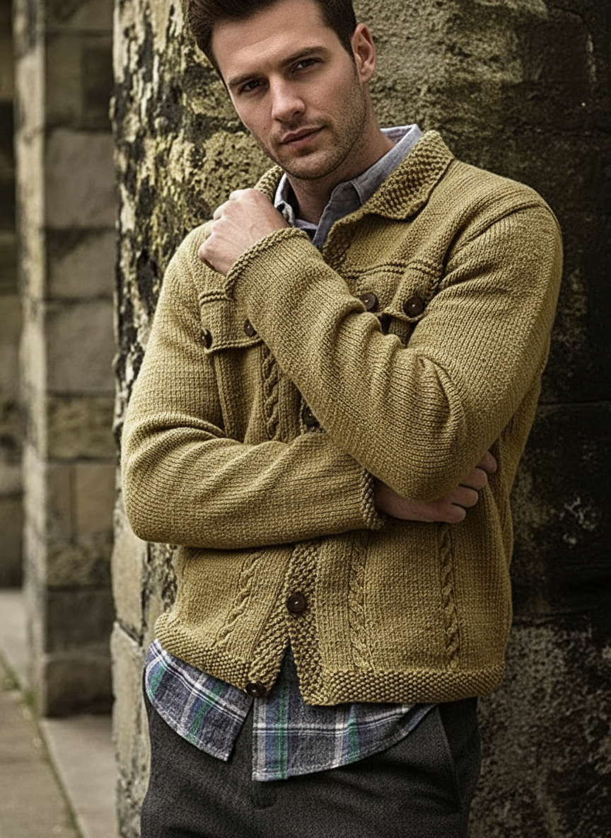 Anthony Cardigan con trama e treccia Stile rustico chic