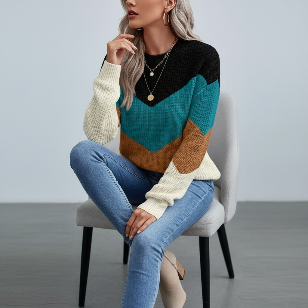 Maglione Chevron Lavorato a Maglia | Eleganza Chic