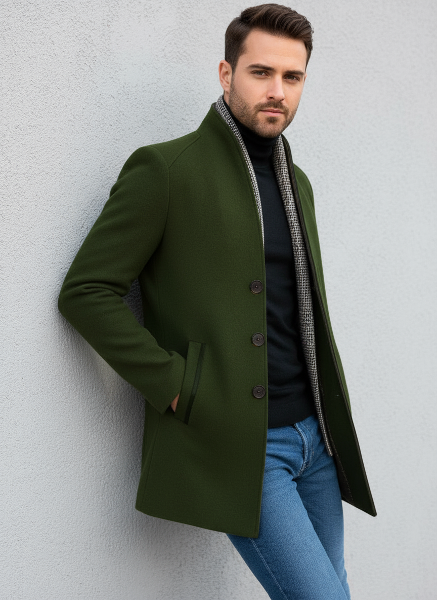 Victor Cappotto Stile Tweed Moderno con Collo Alto