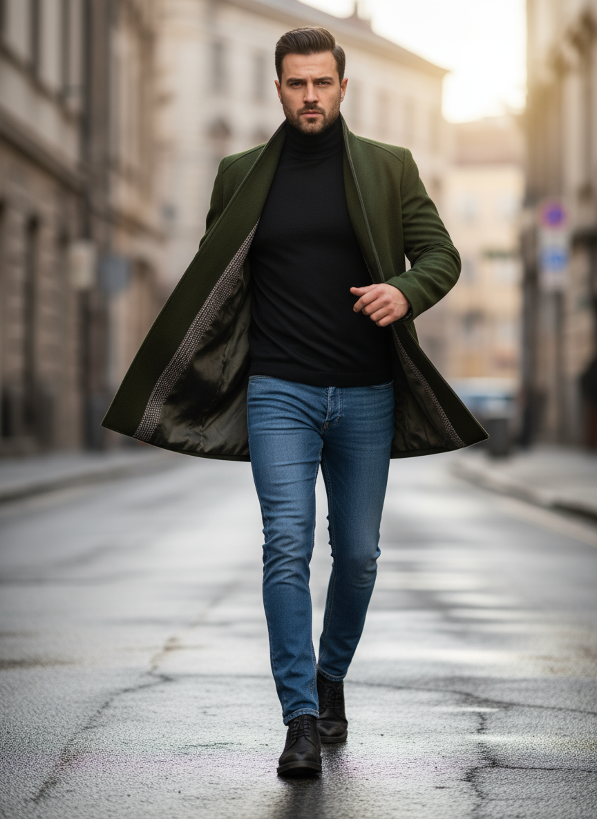 Victor Cappotto Stile Tweed Moderno con Collo Alto