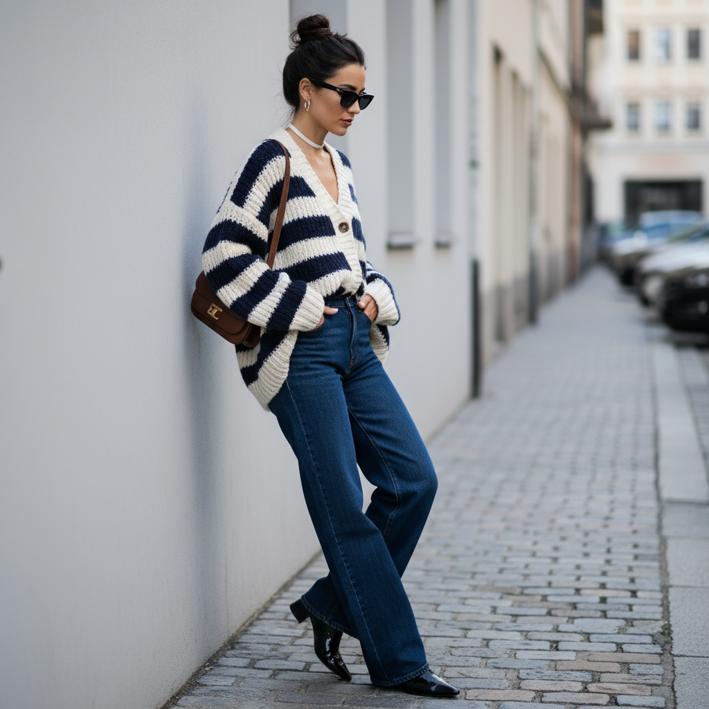 Cardigan Oversize a Righe Orena | Lavorazione Soffice