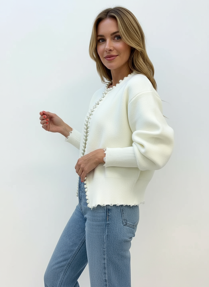 Cardigan Aperto Gwyndolyn con Perle