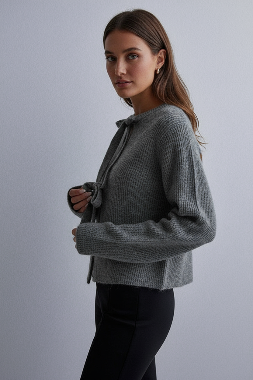 Vernice Cardigan a Maglia Corto con Laccio