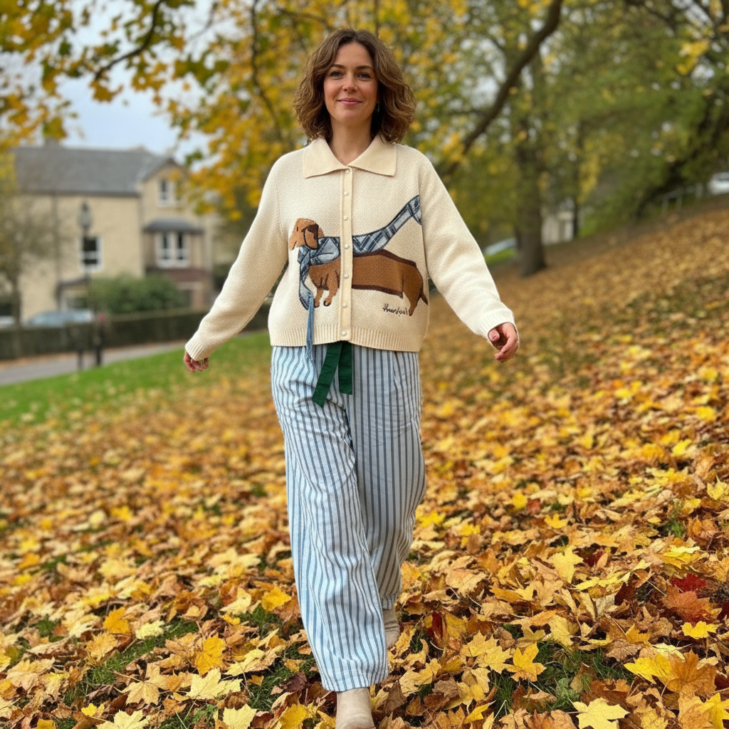 Cardigan Elegante Margery con Ricamo Cane