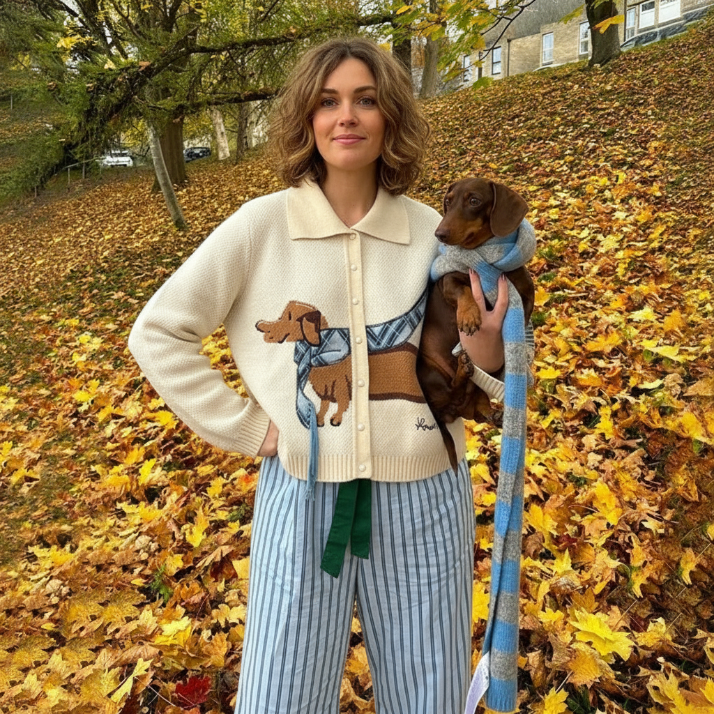 Cardigan Elegante Margery con Ricamo Cane