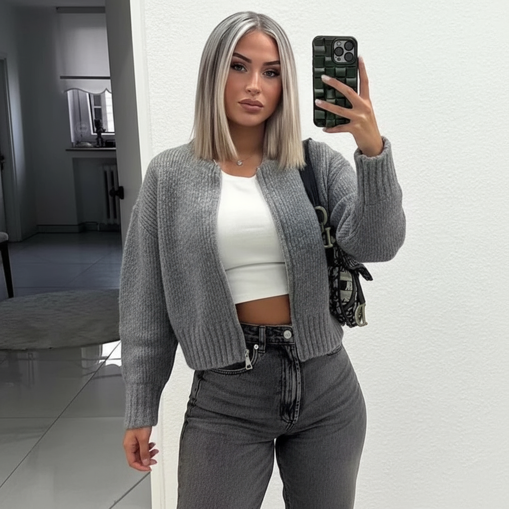 Cardigan Bomber Zip in Maglia Karen - Eleganza