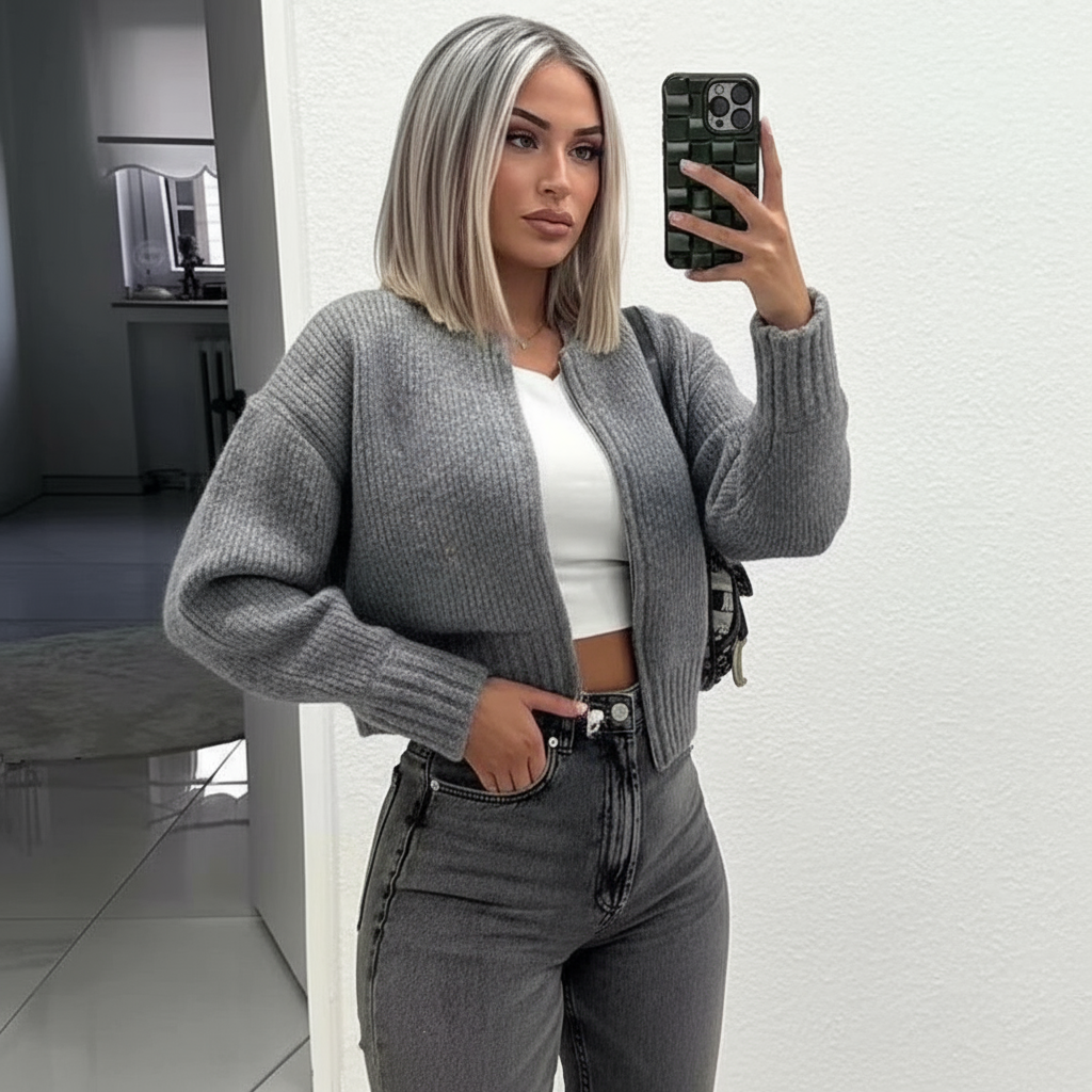 Cardigan Bomber Zip in Maglia Karen - Eleganza