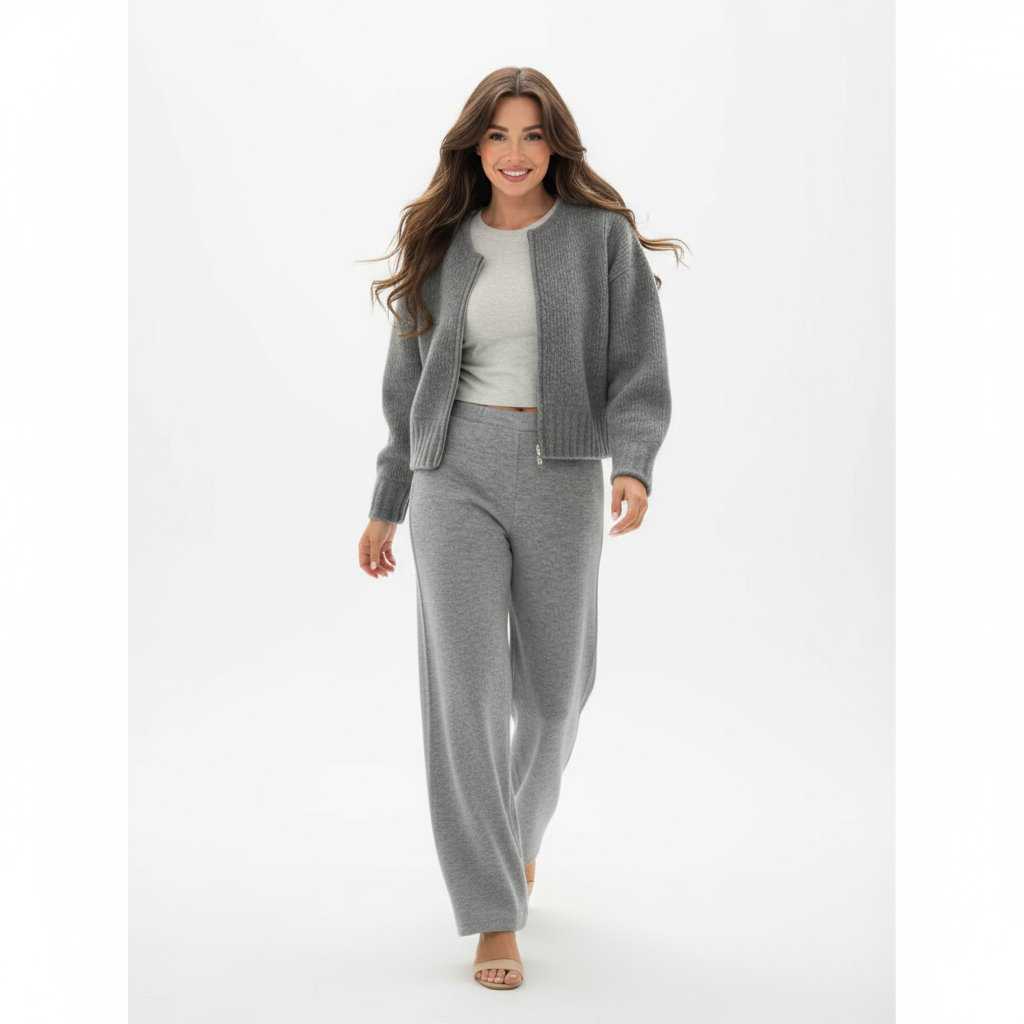 Cardigan Evelyn con Zip in Maglia a Coste