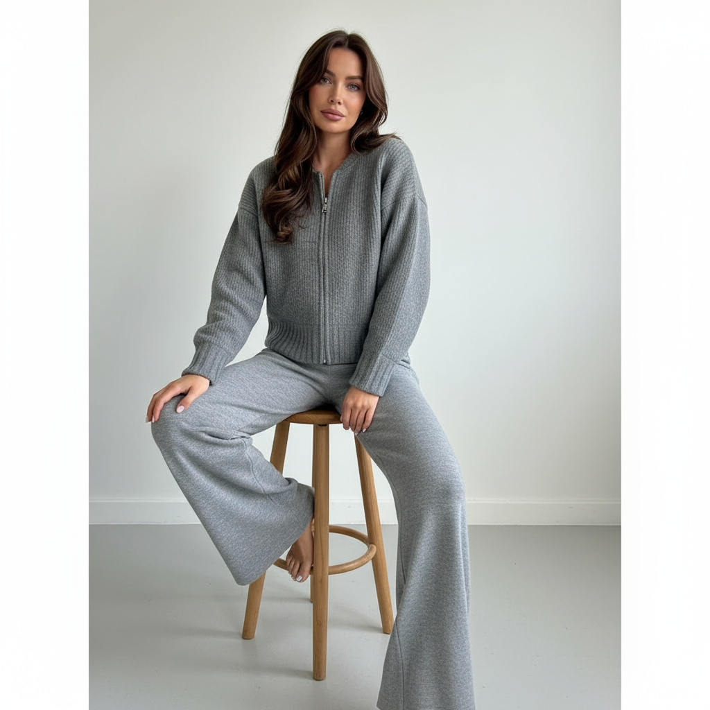 Cardigan Evelyn con Zip in Maglia a Coste