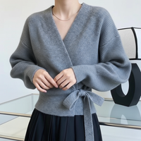 Leighanne Cardigan Maglia Wrap Chic con Laccio