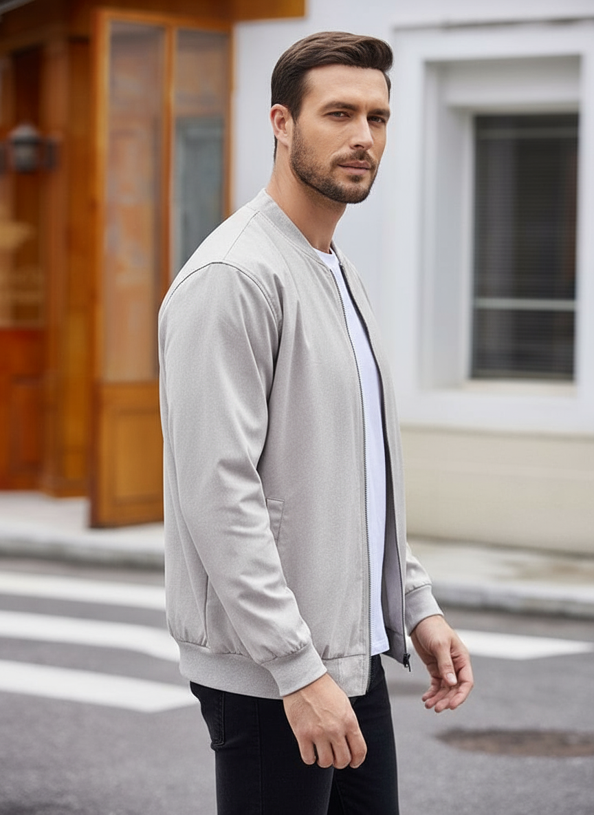 Marcuz Giacca bomber leggera  in tessuto misto lino e rayon