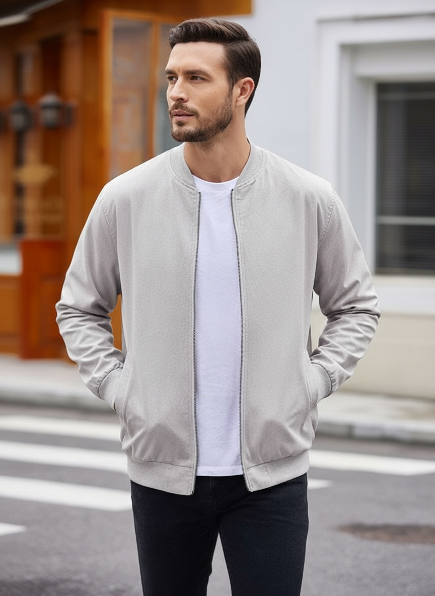 Marcuz Giacca bomber leggera  in tessuto misto lino e rayon