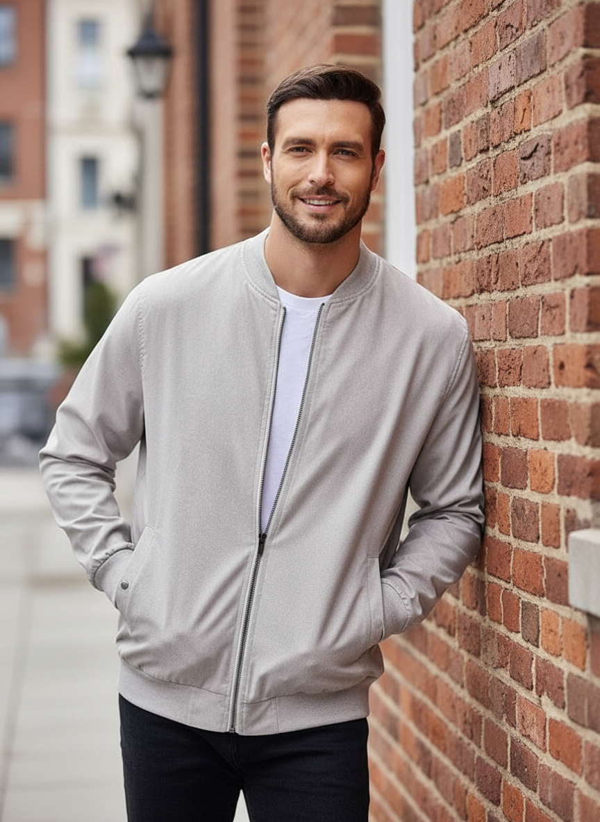 Marcuz Giacca bomber leggera  in tessuto misto lino e rayon