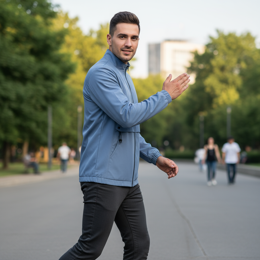 Lino Giacca Uomo Casual Stile Moderno Colletto Alto