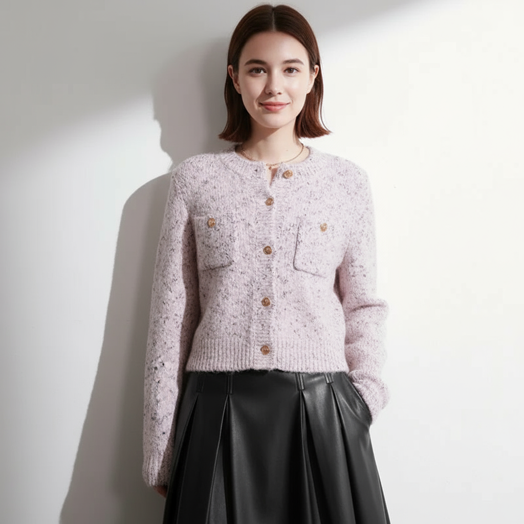 Charlene Cardigan Maglia Leggero con Bottoni Dorati