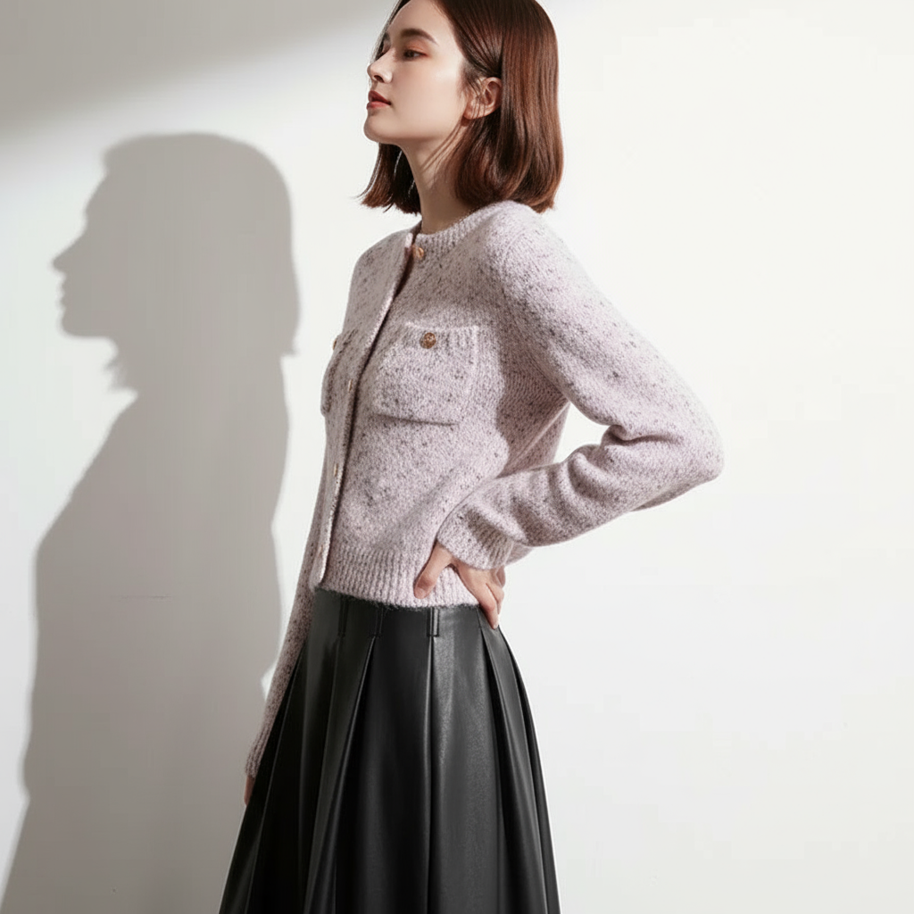 Charlene Cardigan Maglia Leggero con Bottoni Dorati