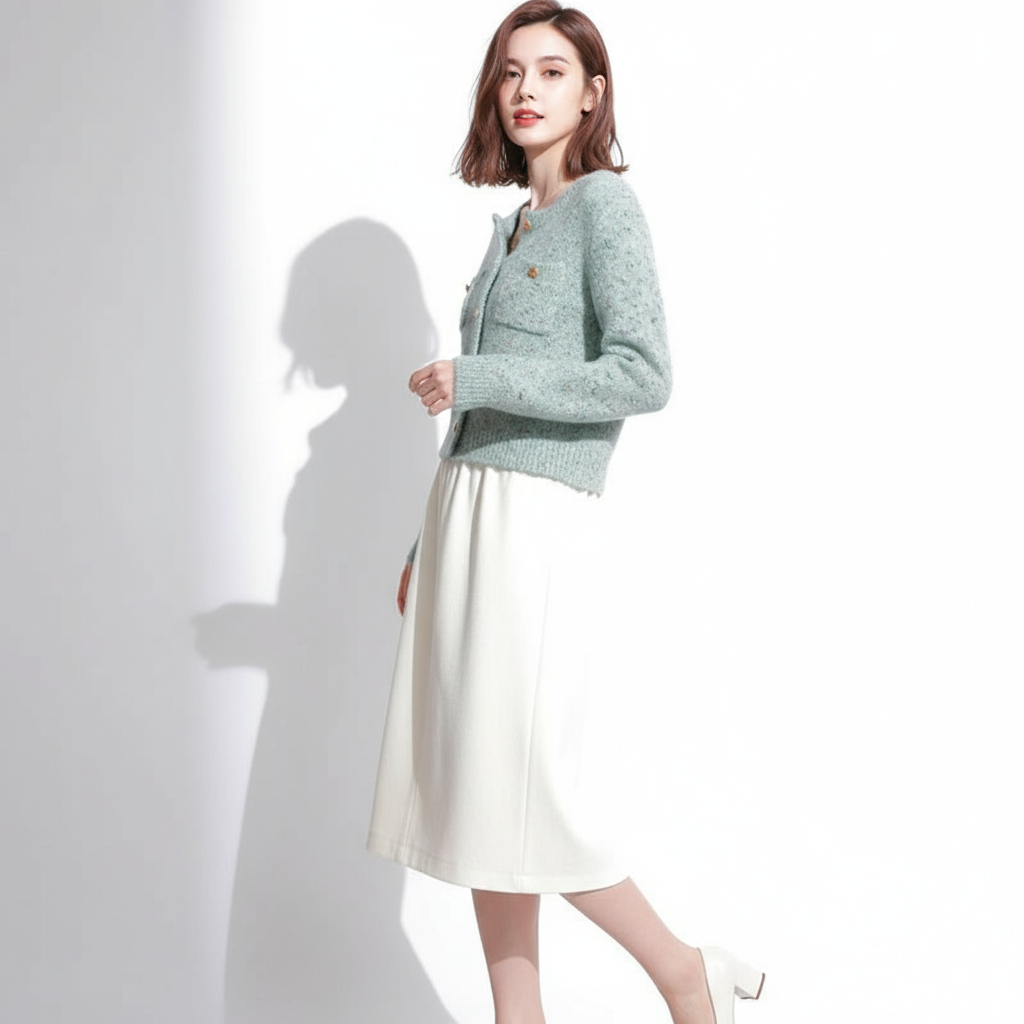 Charlene Cardigan Maglia Leggero con Bottoni Dorati