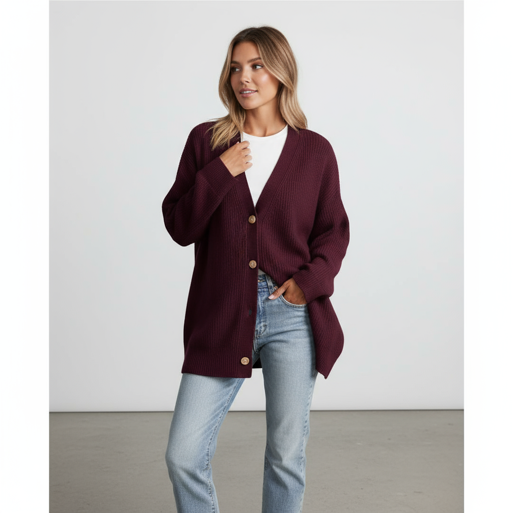 Erika Cardigan Lungo a Righe con Botton