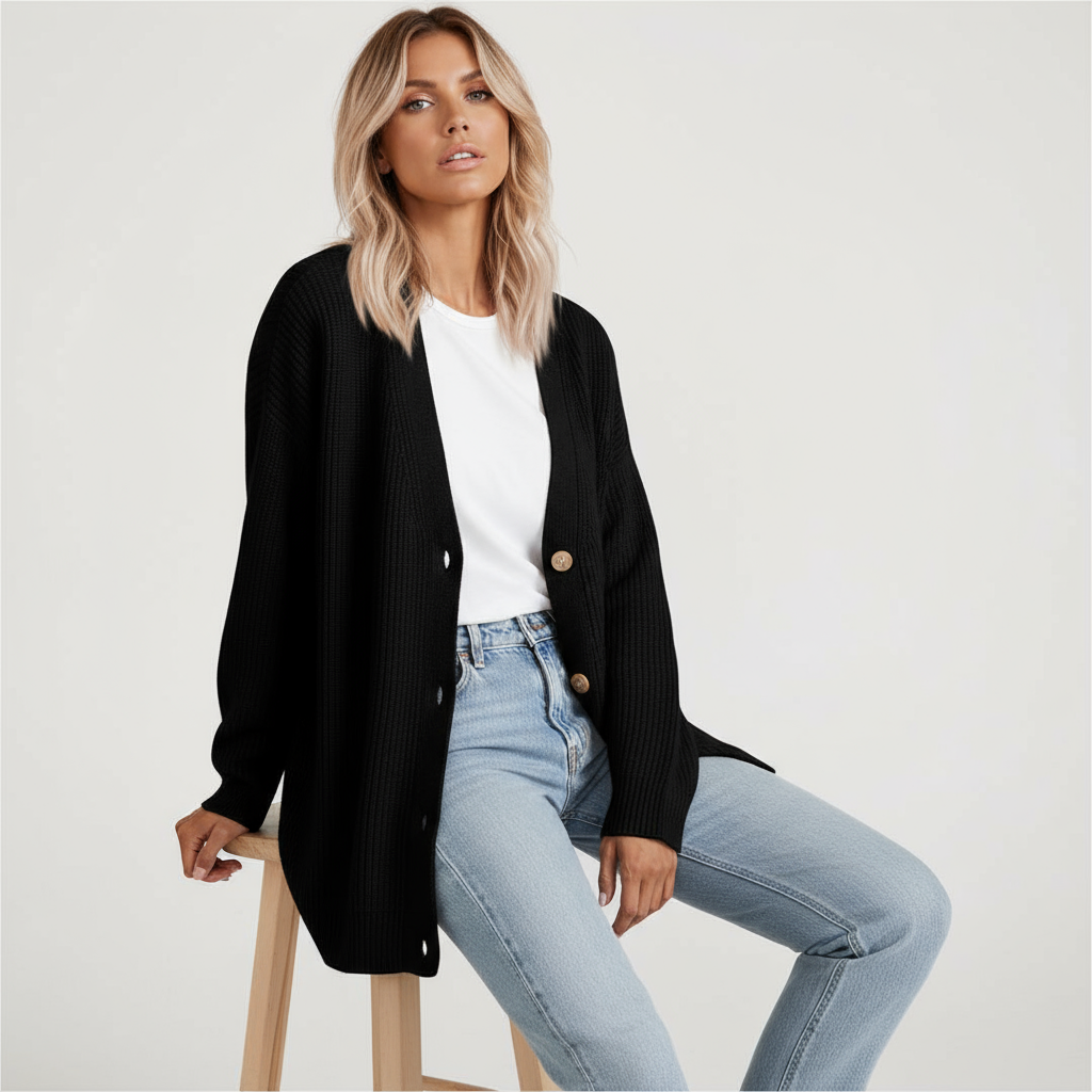 Erika Cardigan Lungo a Righe con Botton