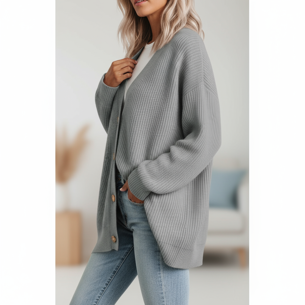 Erika Cardigan Lungo a Righe con Botton