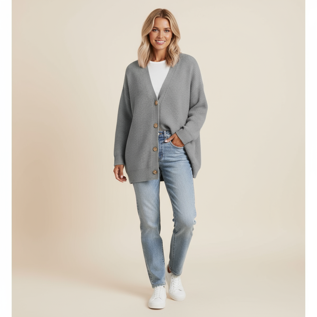 Erika Cardigan Lungo a Righe con Botton