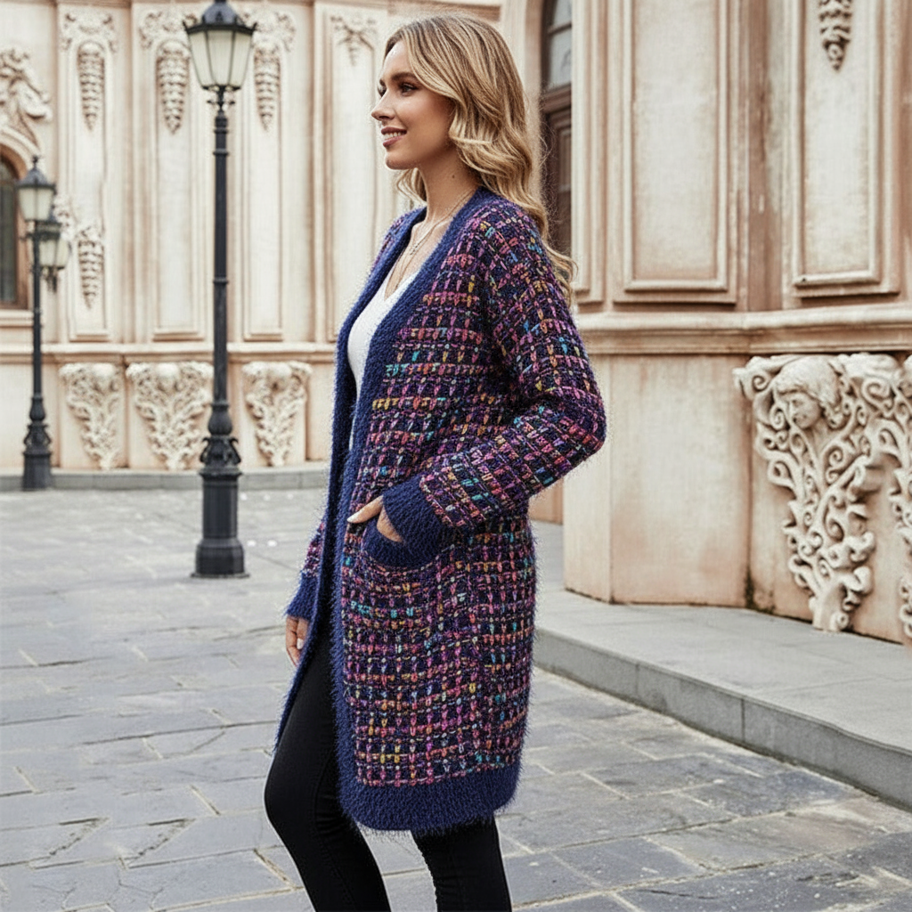 Cardigan Lungo Lavorato a Maglia – Stile Chic