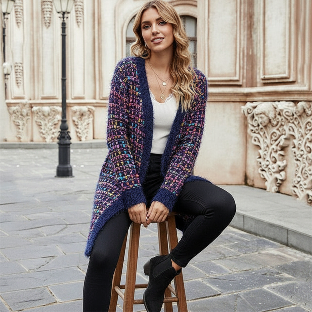 Cardigan Lungo Lavorato a Maglia – Stile Chic